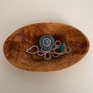 Vintage Olive Wood Dish Jewelry Tray